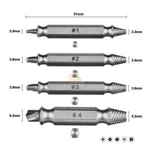 ESTRATTORE VITI SPANATE DANNEGGIATE SVITA VITE SPANATA BULLONI SET 4 PEZZI