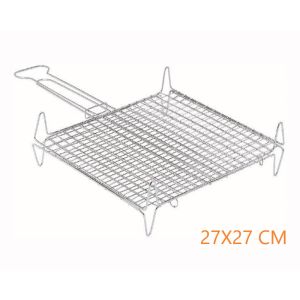 GRIGLIA GRATICOLA BARBECUE 27X27 DOPPIA CON PIEDI LEGGERA RIBALTABILE FORNACELLA